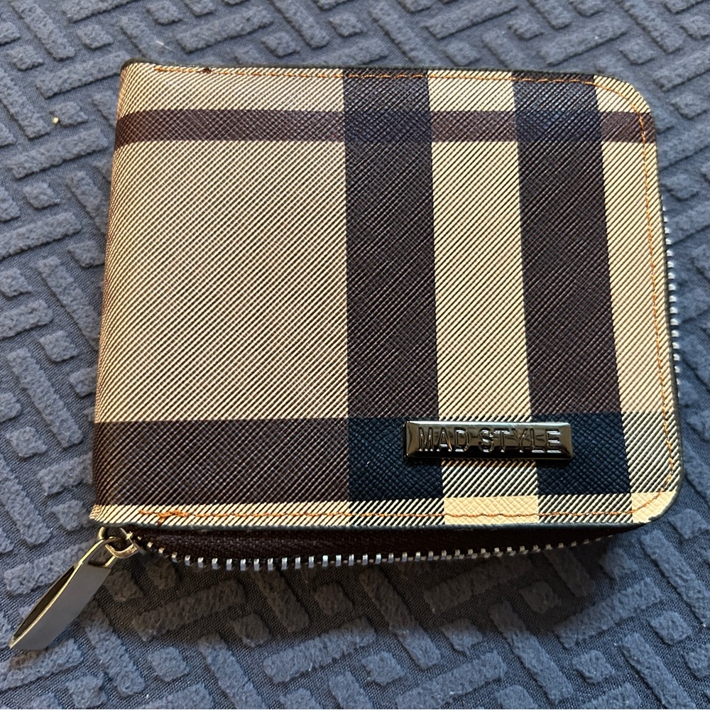 Checkered Wallet in Brown and Cream
